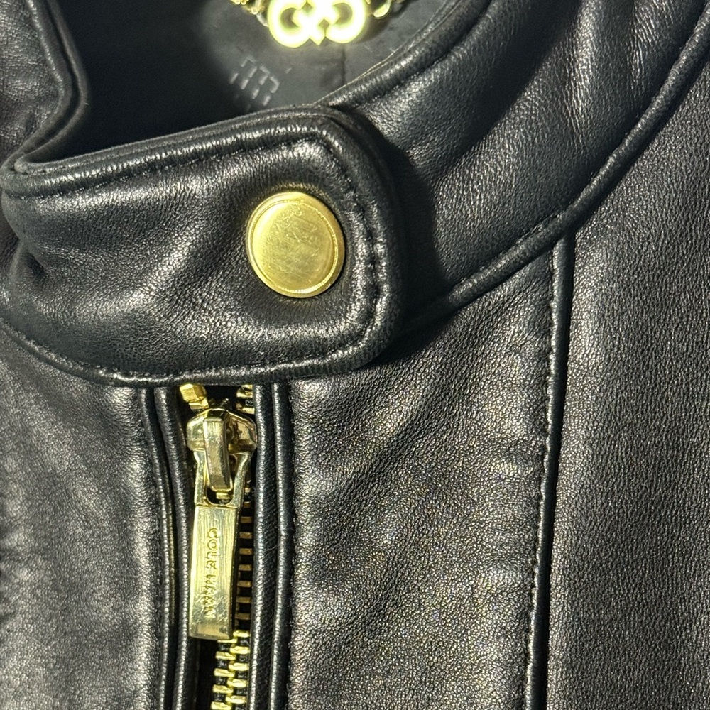 Women’s Cole Haans Lamb Skin Moto Leather Jacket | size medium - Picture 7 of 15